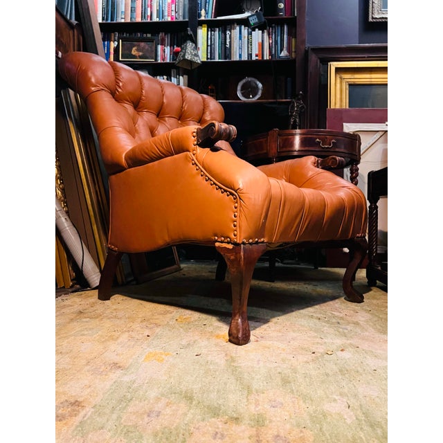 A Carl Forslund Rip Can Lee Tufted Leather Arm Chair For Sale - Image 9 of 13