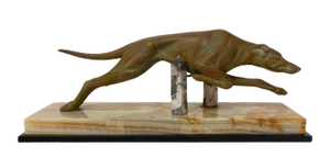 Art Deco Marble Spelter Greyhound, France, 1930s