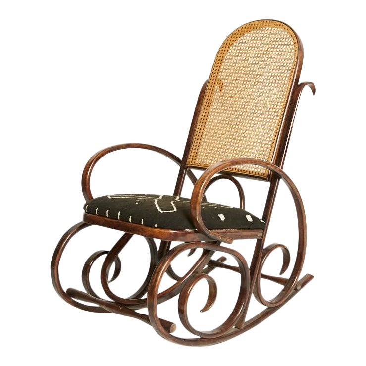 Vintage 1970s Thonet Style Bentwood Rocking Chair With Mudcloth Seat Chairish