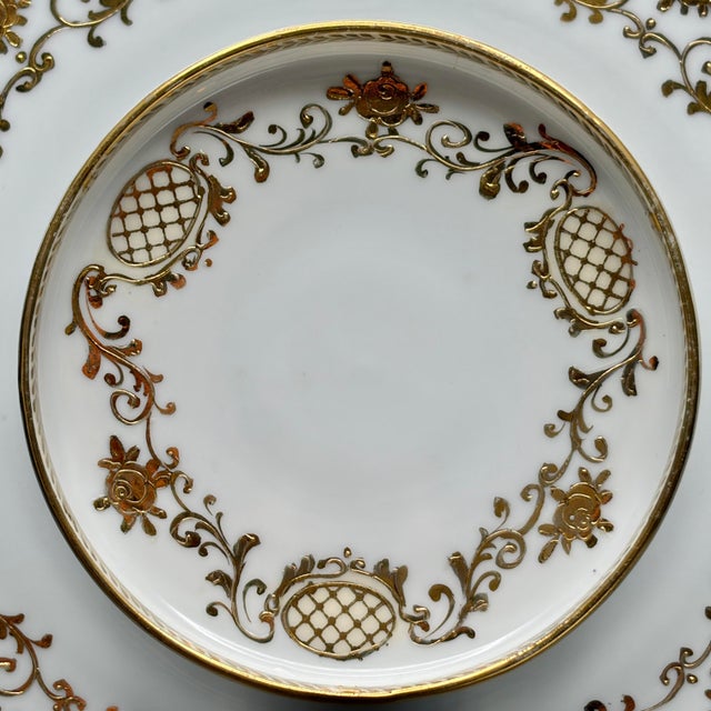 Early 20th Century Vintage Nippon Hand Painted Porcelain Tiered Tidbit Tray With Gold Filigree and Lattice Design For Sale - Image 5 of 8