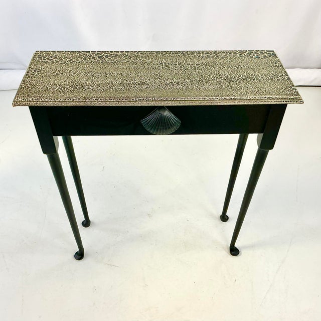 1990s Post Modern Boho Chic Black Thin Style Console Table. For Sale - Image 6 of 11