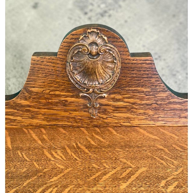 1900 - 1909 Antique Tiger Oak Buffet Entryway Console For Sale - Image 5 of 11