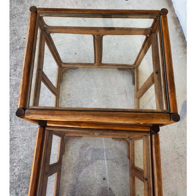 Franco Albini Style Bamboo Nesting Tables For Sale - Image 9 of 14