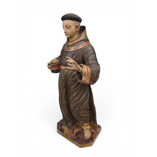 Spanish Artist, Sculpture of Saint Anthony of Padua, 1670, Wood For Sale - Image 14 of 16