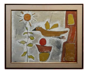 F. Baez - the Bird of Love -Expressionist Oil Painting