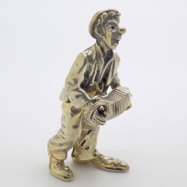 Vintage Italian Handmade Silver Clown with Accordion Figurine from Angini, Tuscany, 1970s For Sale - Image 3 of 14