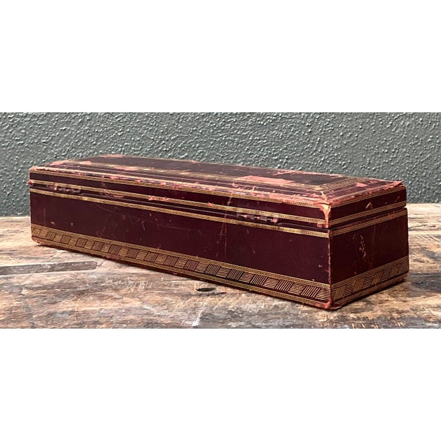 Vintage Italian Leather Embossed “Bertha” Box For Sale In West Palm - Image 6 of 12