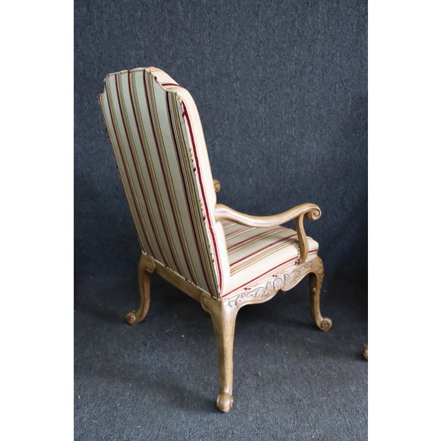 Pair Italian Style Carved Open Armchairs For Sale - Image 4 of 10