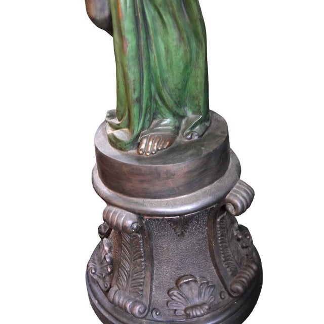 Maiden Garden Statues Urn in Bronze, Set of 2 For Sale - Image 6 of 8
