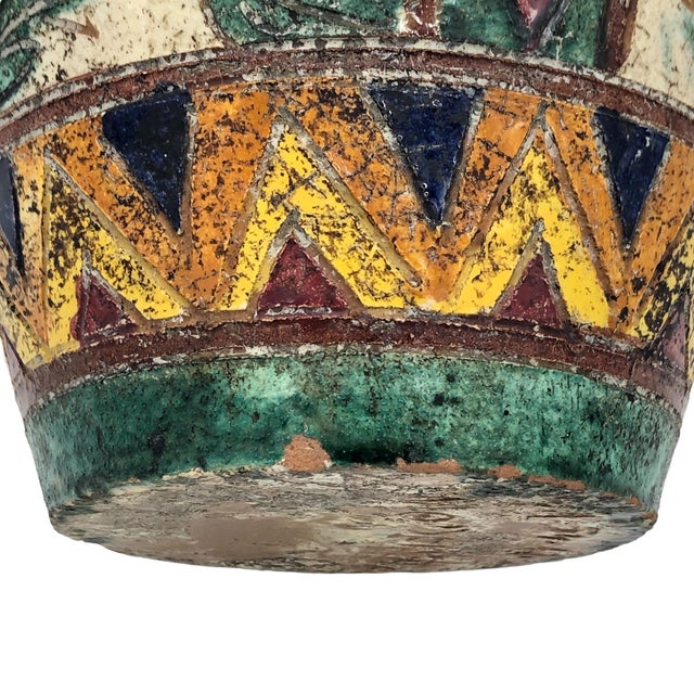 Blue Majolica Italy Tin Glazed Urn/Vase Art Pottery With Handles For Sale - Image 8 of 10