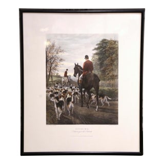 19th Century English Fox Hunting Color Engraving “Evening” by e.a.s. Douglas For Sale