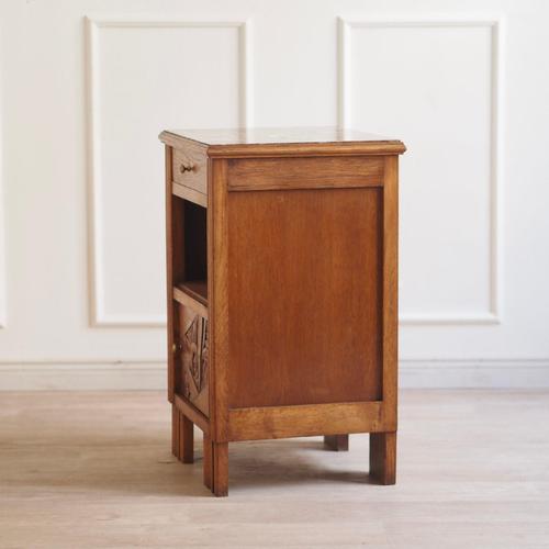 Art Deco Bedside Table with Red Marble Top and Interior, 1930s For Sale - Image 3 of 17