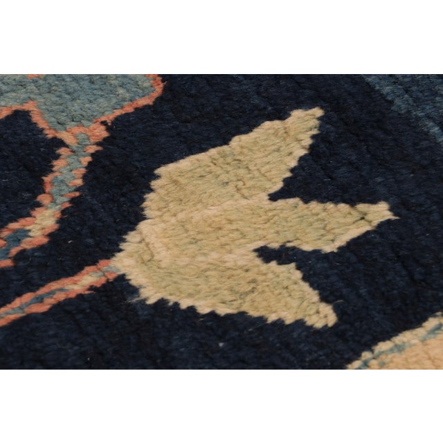 Hand-Knotted Traditional Mahal Floral Vintage Persian Runner in Blue and Yellow For Sale In New York - Image 6 of 9
