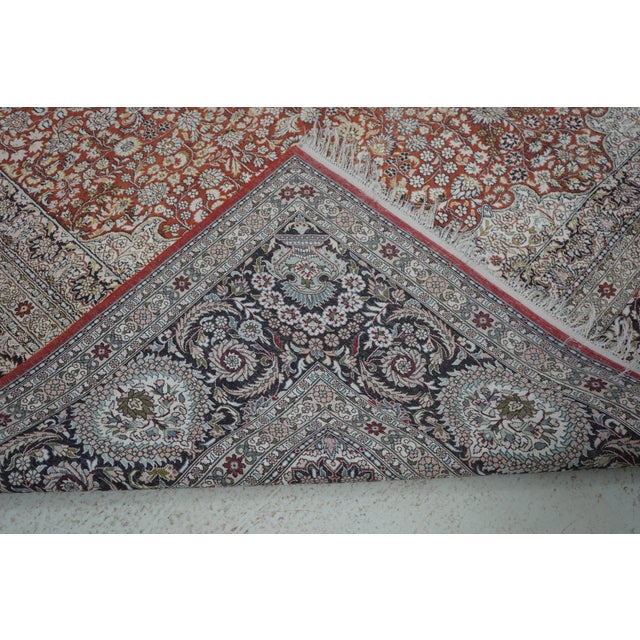 Red Vintage Large Silk Rectangular Tebriz Carpet Rug For Sale - Image 8 of 11