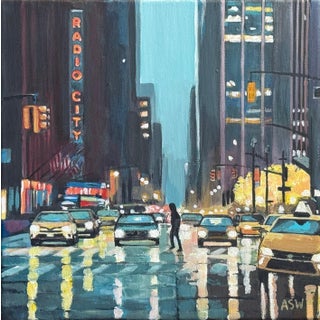 Urban Landscape Art of Radio City New York by Contemporary British Artist For Sale