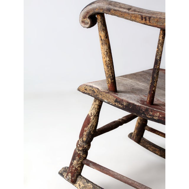 Antique American Windsor Rocking Chair Primitive For Sale - Image 9 of 17