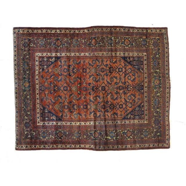 Wool pile genuine hand made very fine antique Persian Injelas .