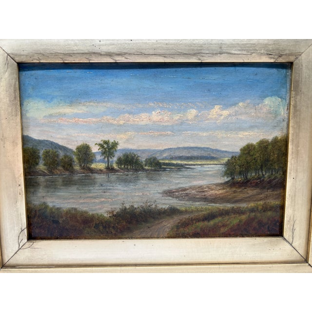 Wood 19th Century, American School Oil on Board Landscape - New Hampshire School For Sale - Image 7 of 9