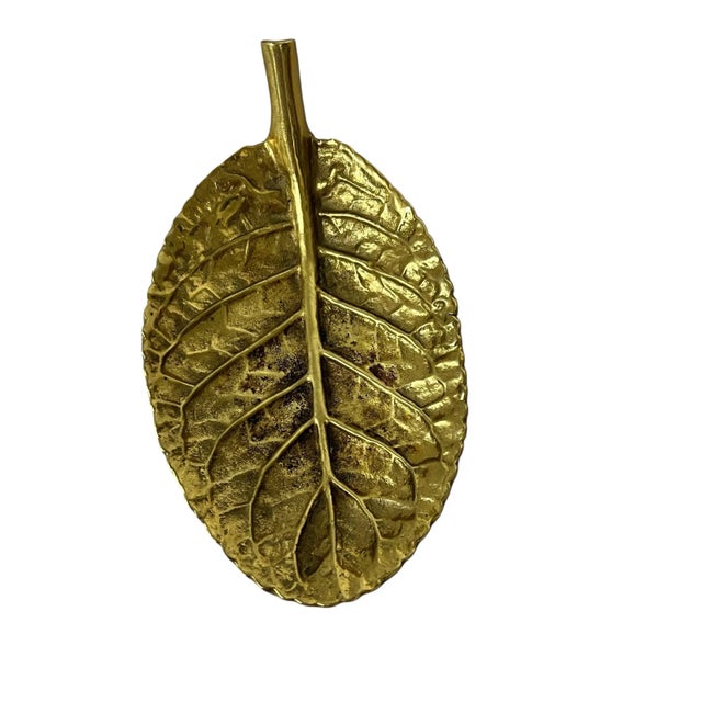 Late 20th Century Vintage Virginia Metalcrafters Brass in Leaf Catchall - A Pair For Sale - Image 5 of 10