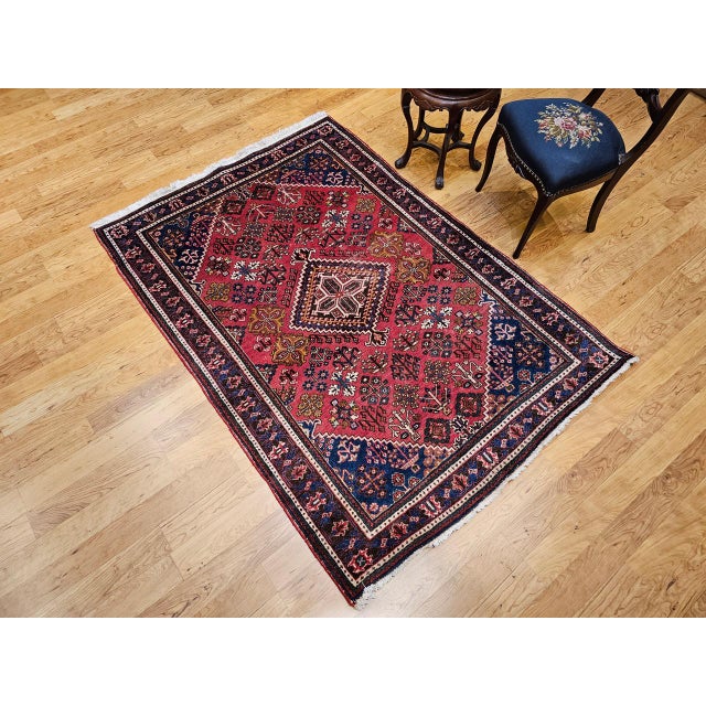 Vintage Persian Joshegan Kashan Rug, Hand-Knotted Wool, Weeping Willow Pattern, Red & Blue, 5x7 For Sale - Image 13 of 13