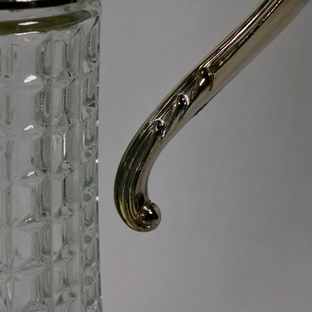 1960s Italian Silver Plate and Glass Claret Pitcher With Lid For Sale - Image 12 of 13