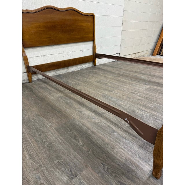Vintage Full Size French Provincial Solid Oak Bed For Sale In Kansas City - Image 6 of 15