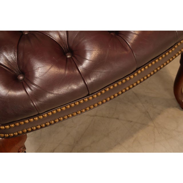 Burgundy Hancock & Moore Pair of Tufted Leather and Mahogany Armchairs For Sale - Image 8 of 18