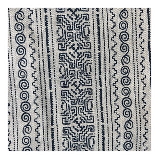 Jasper Indigo Herringbone Linen Fabric - 2+ Yards For Sale
