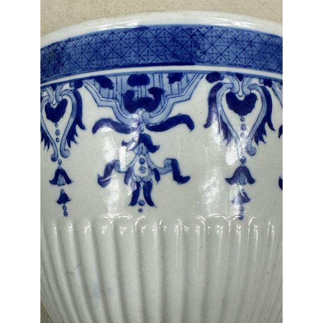 1980s Vintage Blue & White Cachepot For Sale - Image 5 of 7