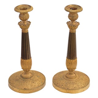 Empire Candelabras in Gilt Bronze, France, Set of 2, Set of 2 For Sale