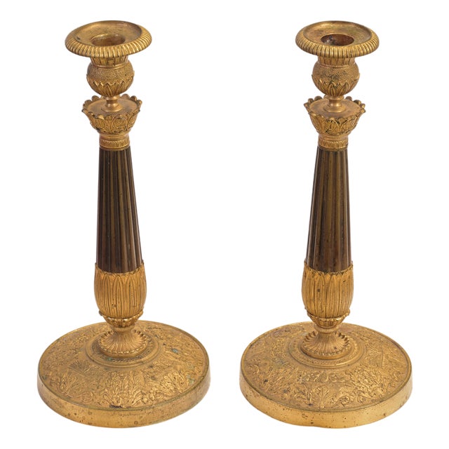 Empire Candelabras in Gilt Bronze, France, Set of 2, Set of 2 For Sale