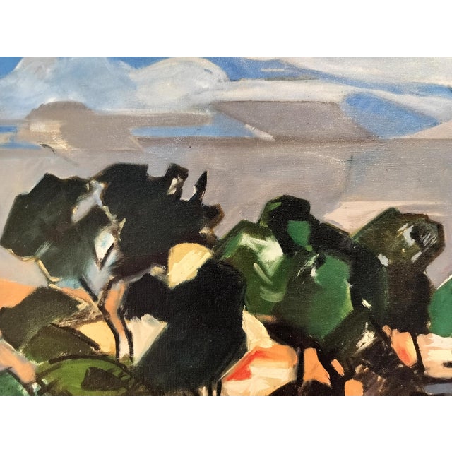 French Mid Century Expressionist Landscape "Cork Oaks" by French Artist Jacques Lamy For Sale - Image 3 of 7