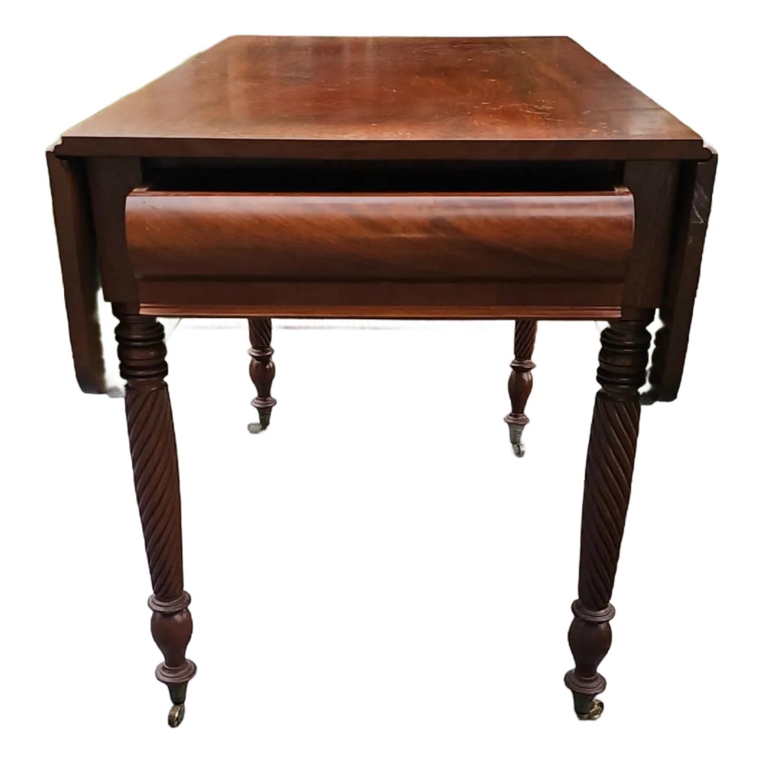 Late 20th Century Vintage Federal Period Drop Leaf Table With Drawer ...