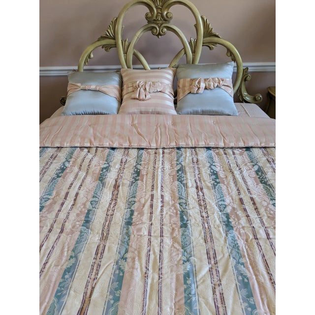 Blush Custom Made Oversized Queen Reversible Comforter and Pillows - 4 Piece Set For Sale - Image 8 of 10