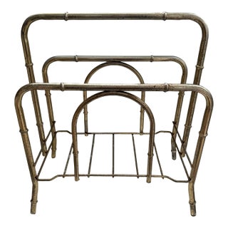 Vintage Brass Magazine Rack / Record Holder For Sale