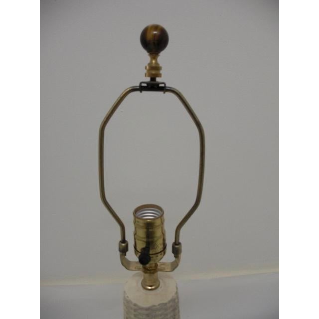 Vintage Baskeweave Ceramic Lamp by Edward Zajac With Fabric Shade For Sale - Image 10 of 15