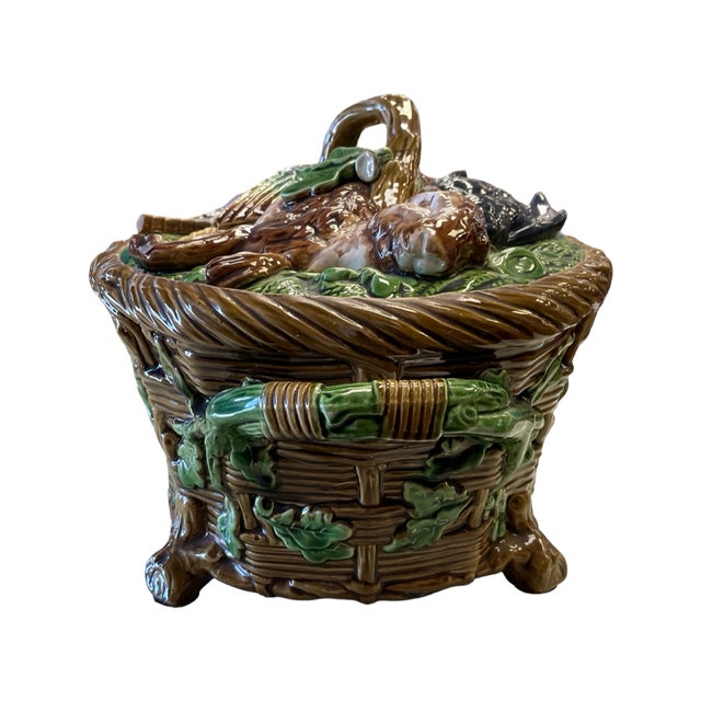 Mid 19th Century Late 19th Century Minton Majolica Covered Game Dish With Rabbit and Mallard on Lid For Sale - Image 5 of 7