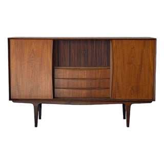 Teak Sideboard Credenza With Sliding Doors and Drawers Danish Mid-Century Modern 1960s For Sale