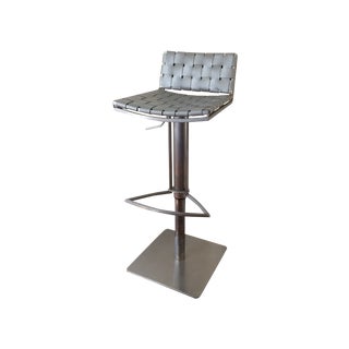 Modern Grey Leather Stool For Sale
