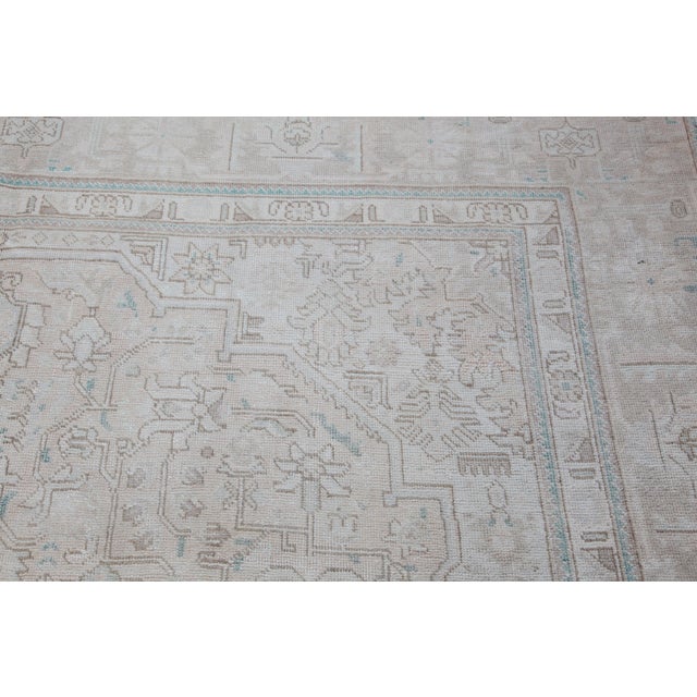 Mid 20th Century Elegant Faded Persian Heriz Rug – Soft Beige, Taupe & Blue -7' 7'' X 10' 4'' For Sale - Image 11 of 12