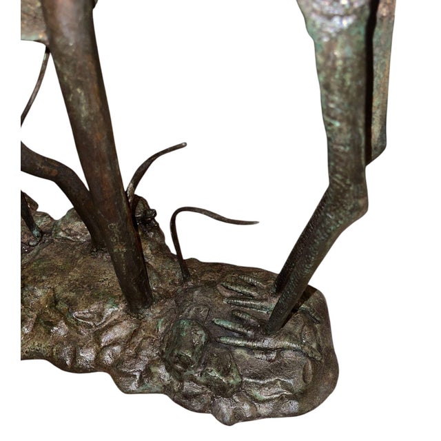LaBarge Bronze Crane & Lily Pad Glass Top Console Table. u.s.a Late 20th Century For Sale - Image 10 of 10