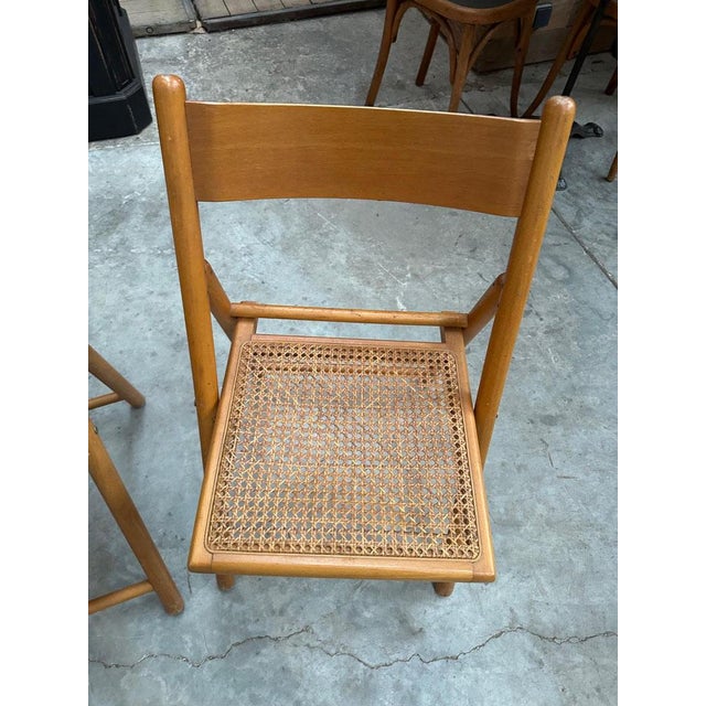 Vintage Cane Folding Chairs, 1980s, Set of 4 For Sale - Image 9 of 12