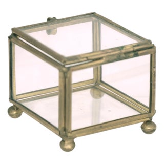 Brass and Glass Accent Box For Sale