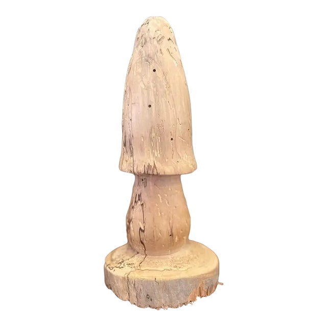 Vintage Hand Carved Wooden Mushroom For Sale