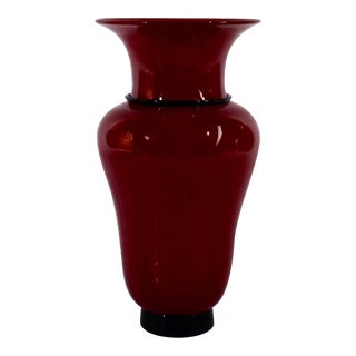 Model 3321 Red and Black Glass Vase by Tomaso Buzzi for Venini, 1950s For Sale