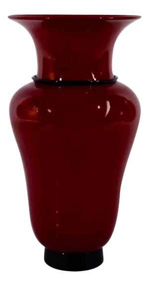 Model 3321 Red and Black Glass Vase by Tomaso Buzzi for Venini, 1950s