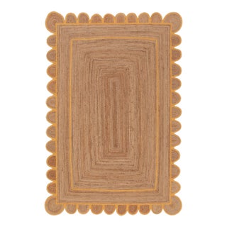 Orange Scallop Jute Handmade Rug 6'x9' Ft. For Sale