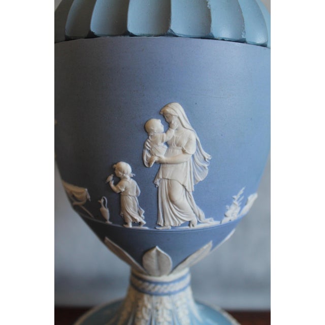 Victorian Oil Lamp attributed to Wedgwood in Jasper Ware Pattern, 1890s For Sale - Image 3 of 12