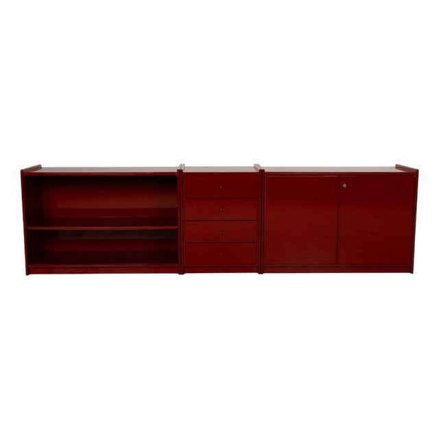 Olinto Wooden Sideboard in Red from B&b Italia / C&b Italia, Set of 3 For Sale
