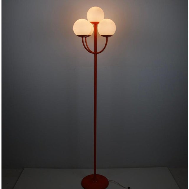 Mid-Century Red and Opaline Glass Floor Lamp by Kaiser, Germany, 1960s For Sale - Image 9 of 13